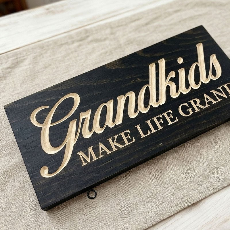 Personalised Grandkids Hanging Wooden Sign with Names and Dates