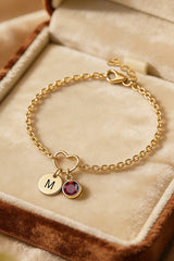 Personalised Heart Initial Birthstone Bracelet – Gift Boxed