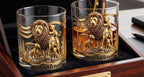 Personalised Lion Dad and Cubs Whisky Glass with Names