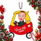 personalised photo car mirror hanger with drive safe message — Christmas stocking filler gift