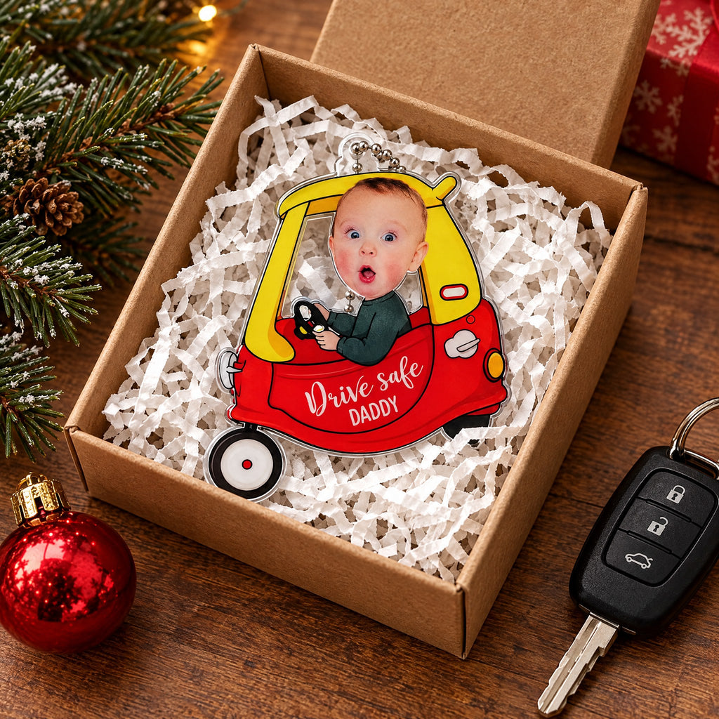 Personalised Photo Car Mirror Hanger with Drive Safe Message