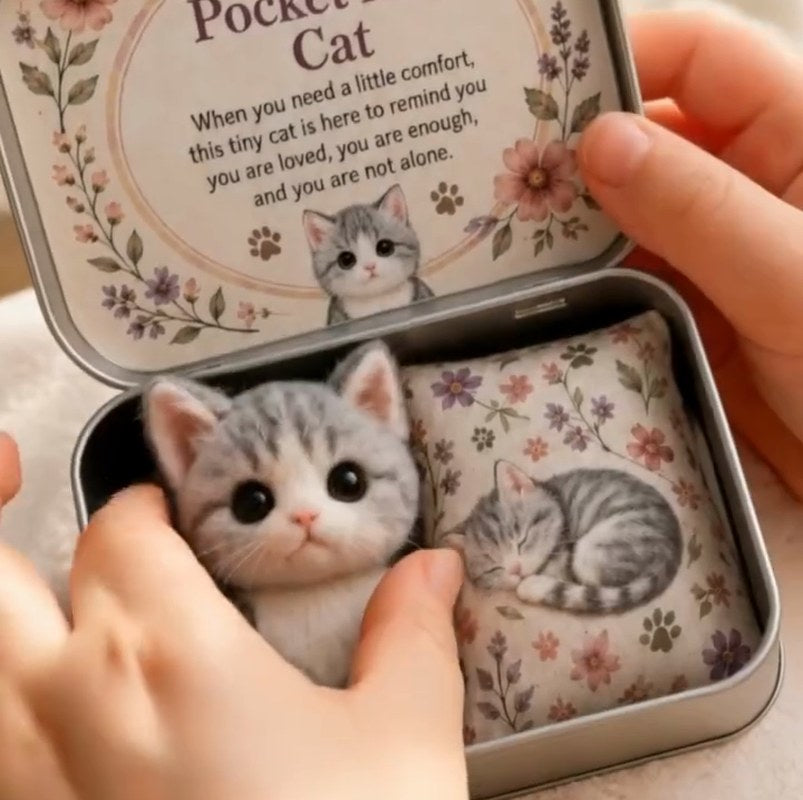Pocket Hug Mini Plush Cat in a Gift Tin with Comforting Message