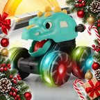 press and go light up dinosaur toy car gift for toddlers — Christmas stocking filler gift