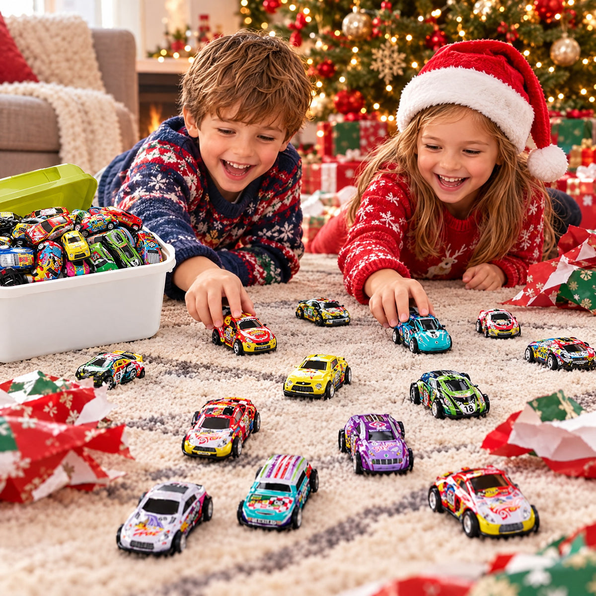 Pull-Back Mini Racing Cars in a Storage Box – Sets of 20, 30 or 50 Cars