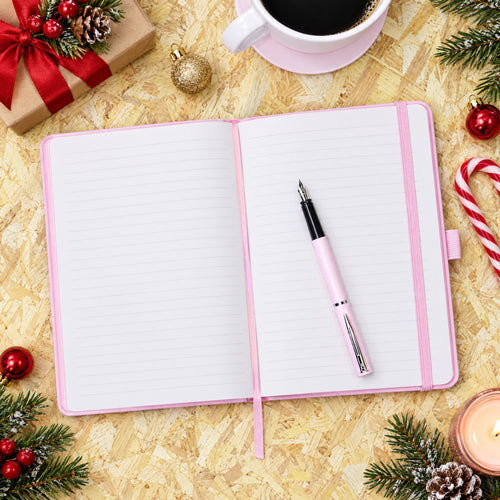 Queen of Everything Pink Slogan Notebook with Elastic and Pen Loop