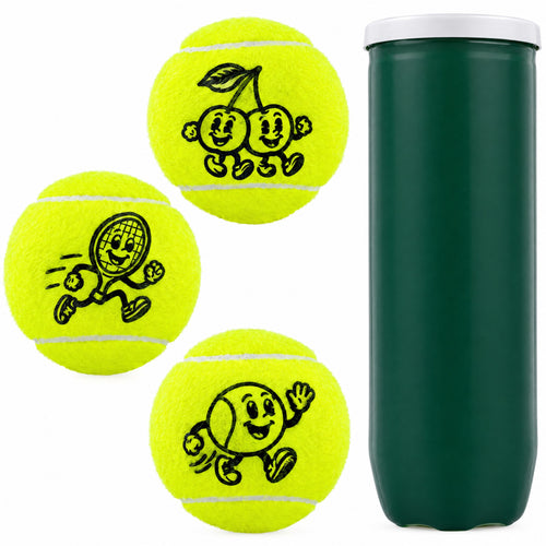 Retro Cartoon Tennis Balls, Tube of 3 for Tennis and Padel