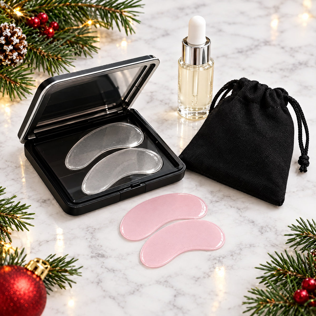 Reusable Under-Eye Patches Set with Mirror Case and Pouch