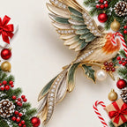 robin and holly crystal brooch with pearl — Christmas stocking filler gift