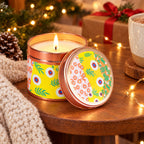Scented Soy Candle in a Floral Rose Gold Gift Tin