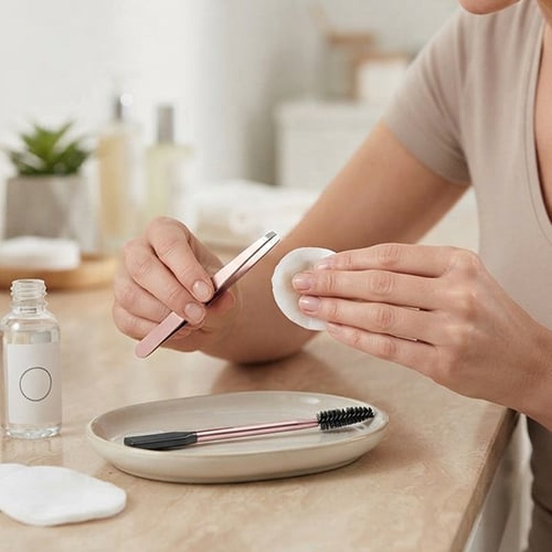 Slanted Precision Eyebrow Tweezers with Lash and Brow Comb