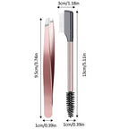 Slanted Precision Eyebrow Tweezers with Lash and Brow Comb