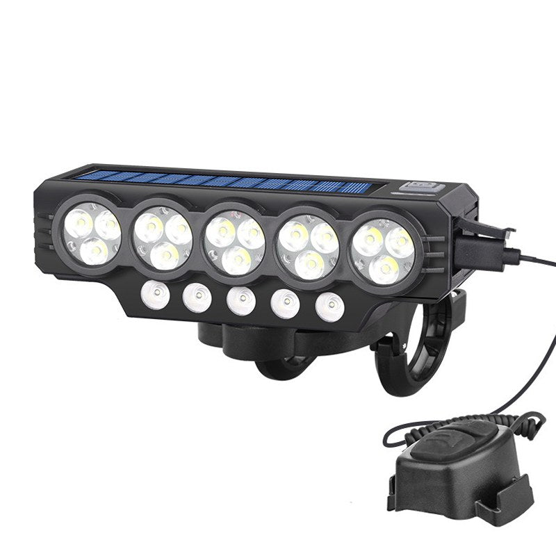 Solar & USB Rechargeable Bike Light with Horn – Wide Beam Front Light
