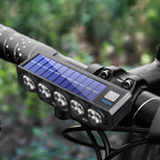 Solar & USB Rechargeable Bike Light with Horn – Wide Beam Front Light