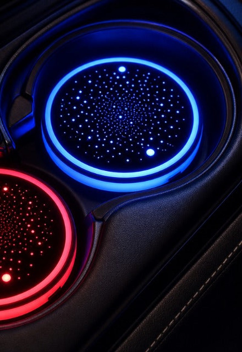 Starry LED Car Cup Holder Coasters, Pack of 2, USB Rechargeable