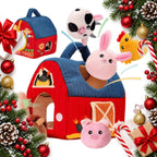 surprise barn plush toy with soft farm animals rattle and mirror — Christmas stocking filler gift