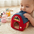 Surprise Barn Plush Toy with Soft Farm Animals, Rattle and Mirror