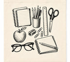 Teacher Tote Bag with Illustrated Classroom Essentials Print