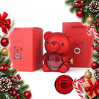 teddy bear preserved rose jewellery box with gift bag — Christmas stocking filler gift