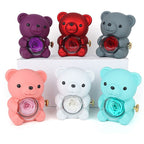 Teddy Bear Preserved Rose Jewellery Box with Gift Bag