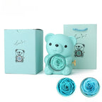 Teddy Bear Preserved Rose Jewellery Box with Gift Bag
