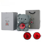 Teddy Bear Preserved Rose Jewellery Box with Gift Bag