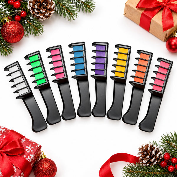 Temporary Hair Chalk Comb Set – Wash-Out Colour Streaks in 8 or 12 Shades