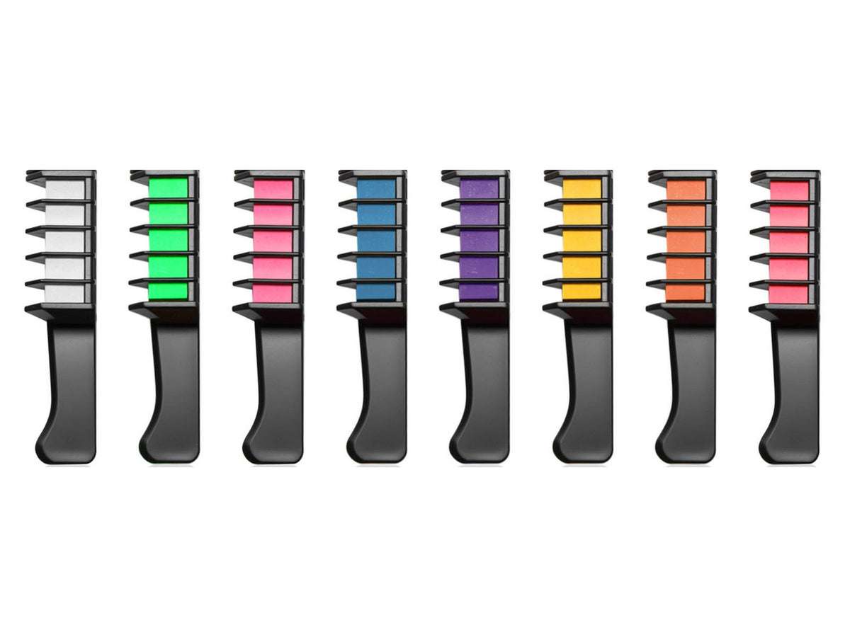 Temporary Hair Chalk Comb Set – Wash-Out Colour Streaks in 8 or 12 Shades