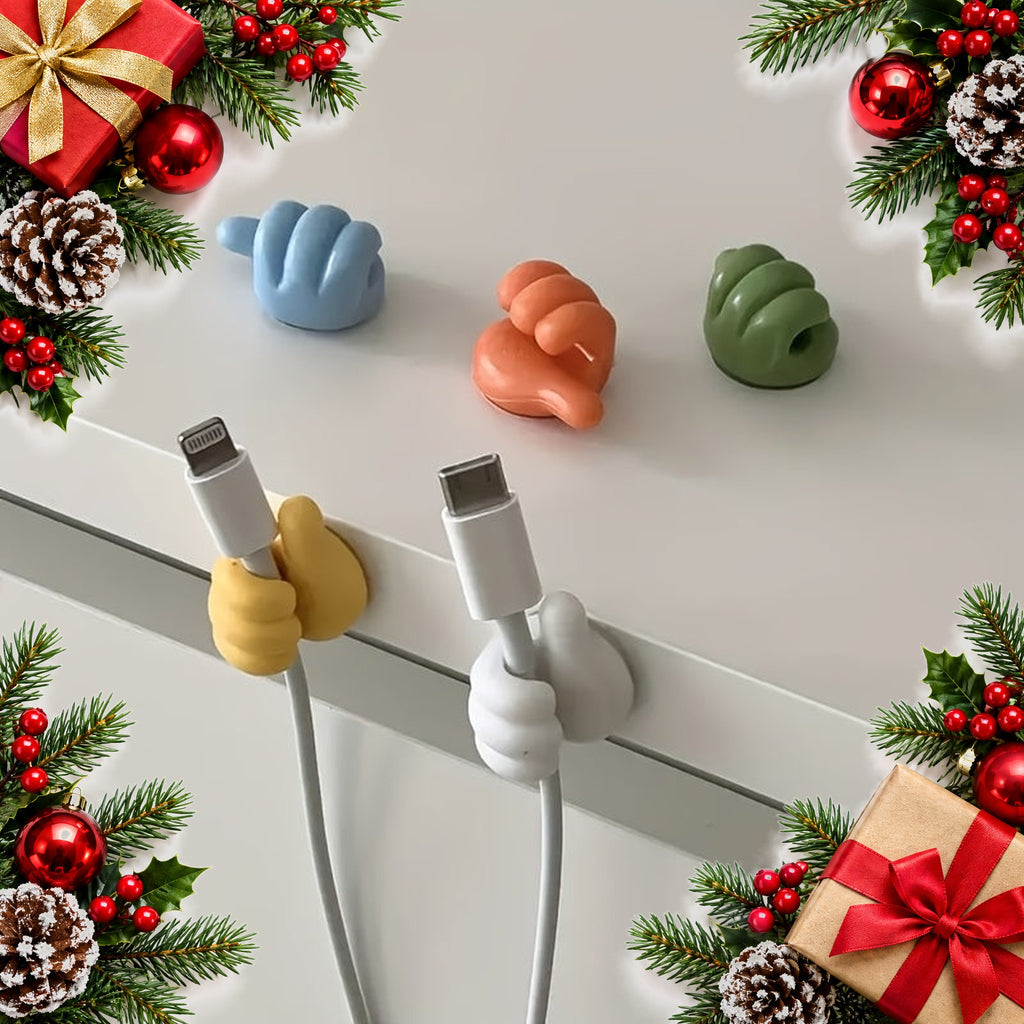 thumb shaped adhesive cable clips pack of 5 assorted colours — Christmas stocking filler gift