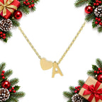 tiny initial heart necklace dainty letter pendant from a to z — Christmas stocking filler gift