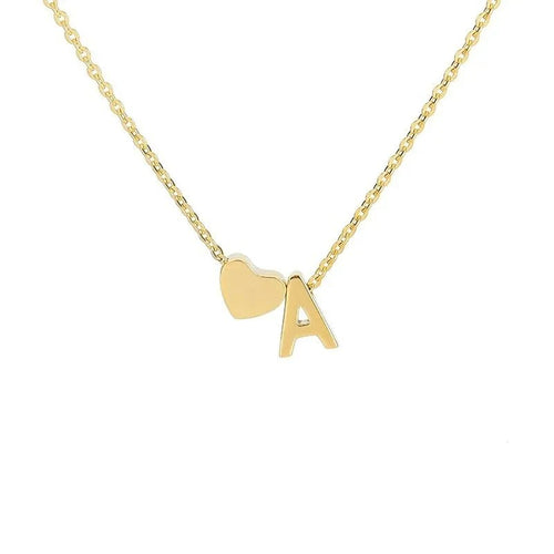 Tiny Initial Heart Necklace – Dainty Letter Pendant from A to Z