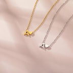 Tiny Initial Heart Necklace – Dainty Letter Pendant from A to Z