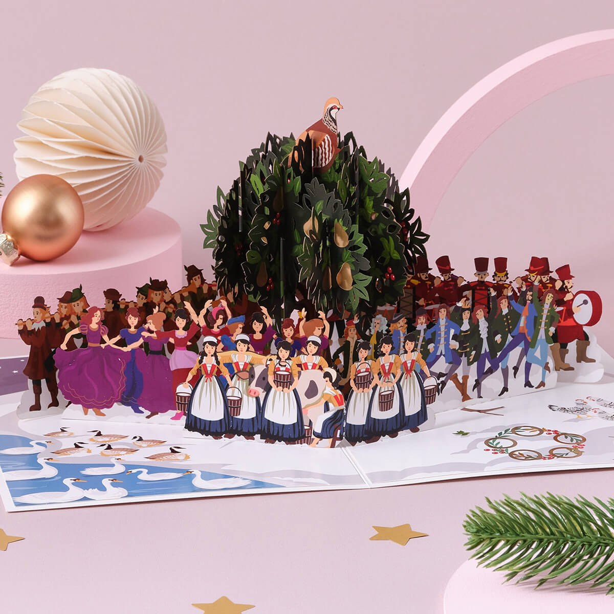 Twelve Days of Christmas 3D Pop-Up Card with Message Notecard