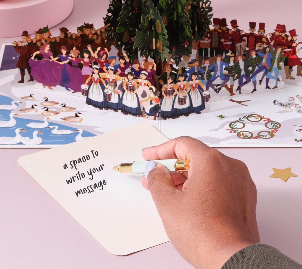 Twelve Days of Christmas 3D Pop-Up Card with Message Notecard