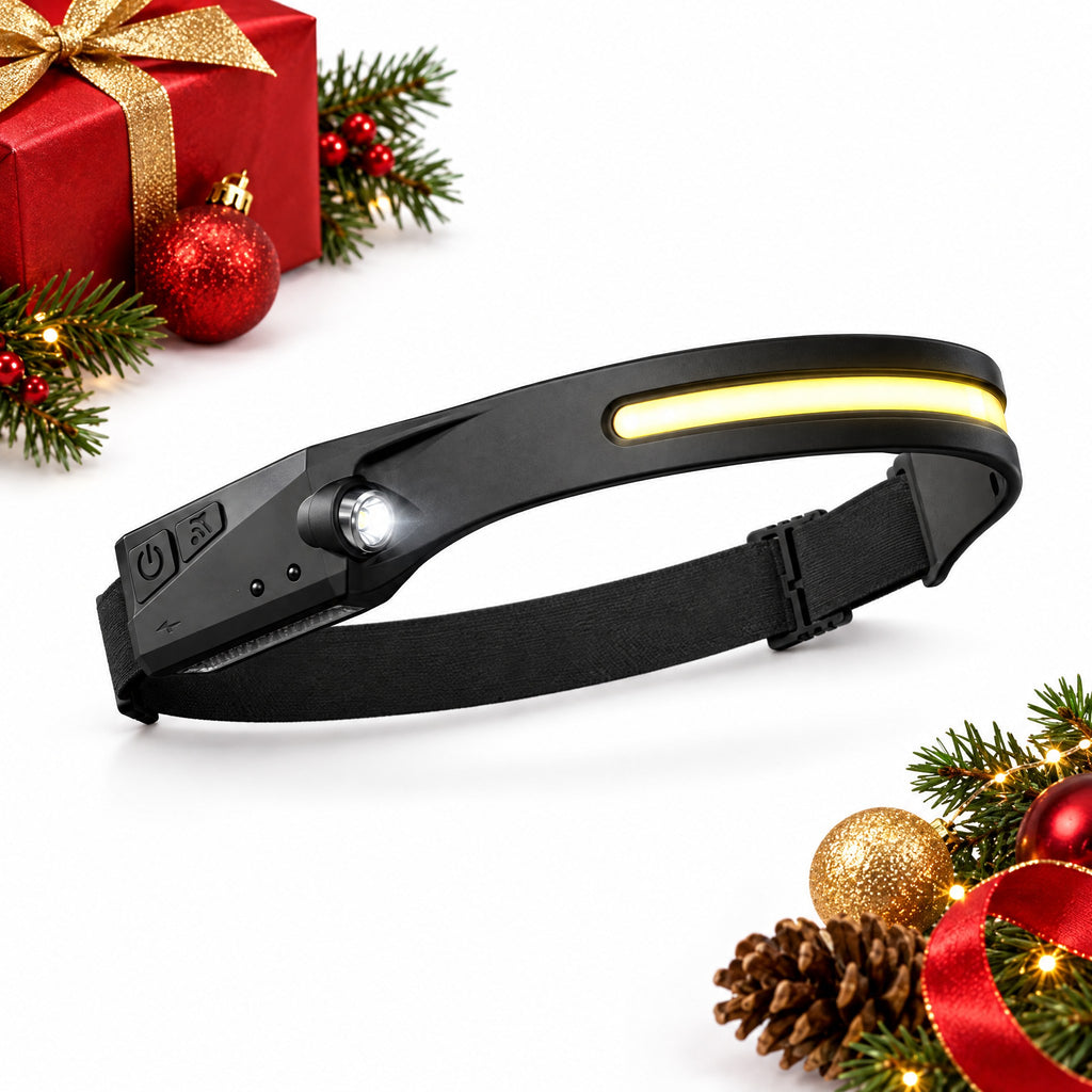 Wide-Beam 230° LED Headband Torch, USB Rechargeable