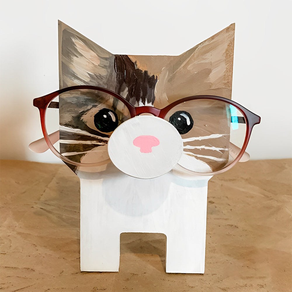 Wooden Animal Glasses Holder Stand for Desk or Bedside