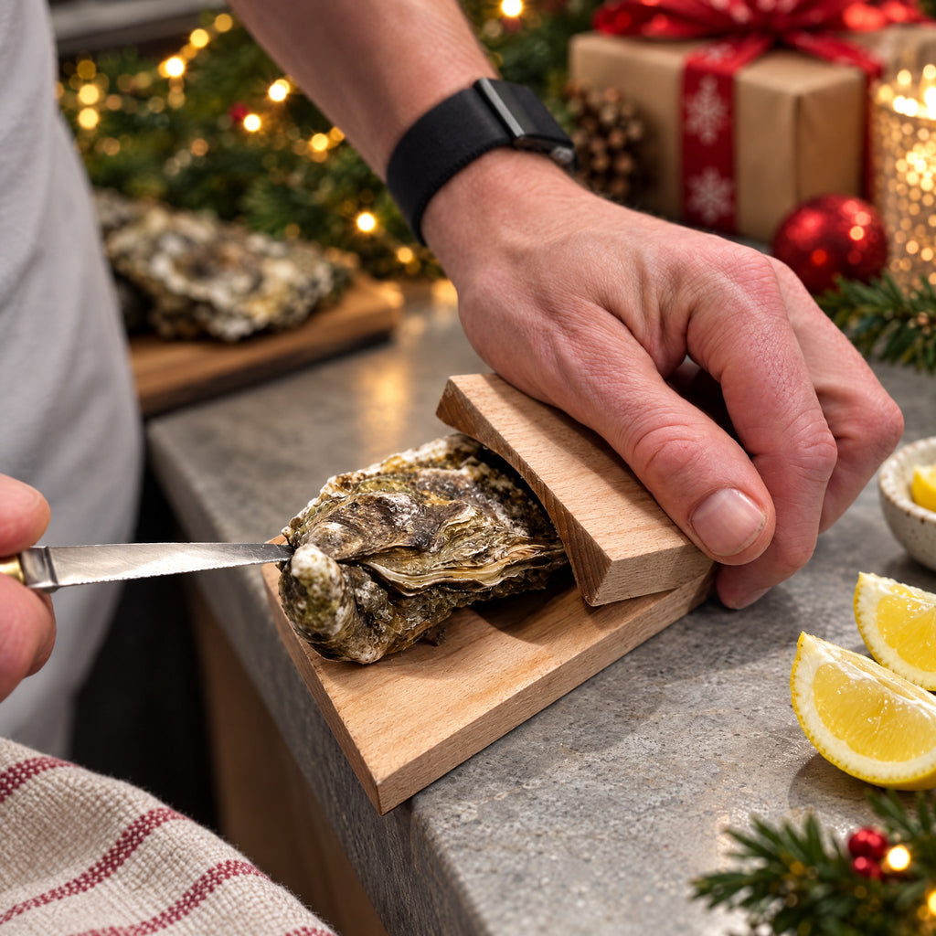 Wooden Oyster Shucking Clamp Holder for Safer Shucking