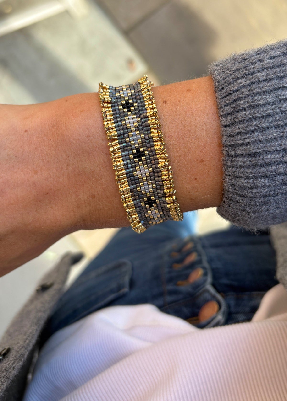 Woven Glass Bead Loom Bracelet – Boho Gift for Her